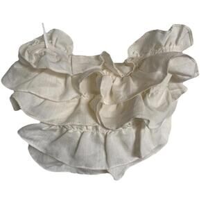 Mable Ruffle Corset Crop Top Women’s Small 100% Cotton Back Tie